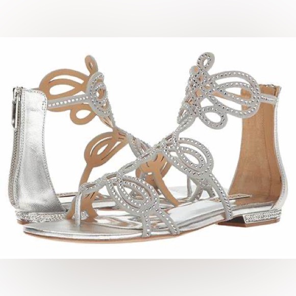 Badgley Mischka Womens Tempe Platino Sandals in Silver Platinum Size 7.5 - Picture 2 of 15